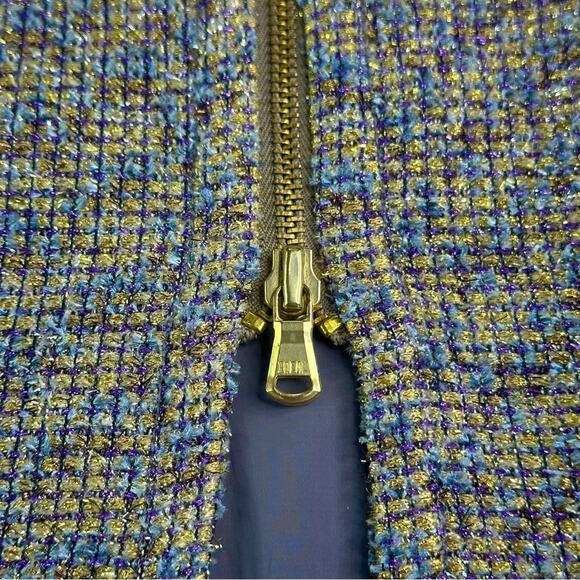 J. CREW Tweed Skit with Gold accents and Zipper - GOLD PURPLE PERIWINKLE - Picture 2 of 9